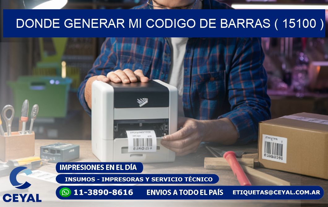 DONDE GENERAR MI CODIGO DE BARRAS ( 15100 )