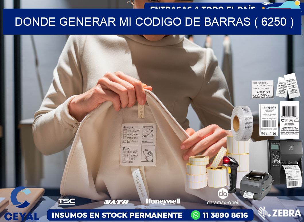 DONDE GENERAR MI CODIGO DE BARRAS ( 6250 )