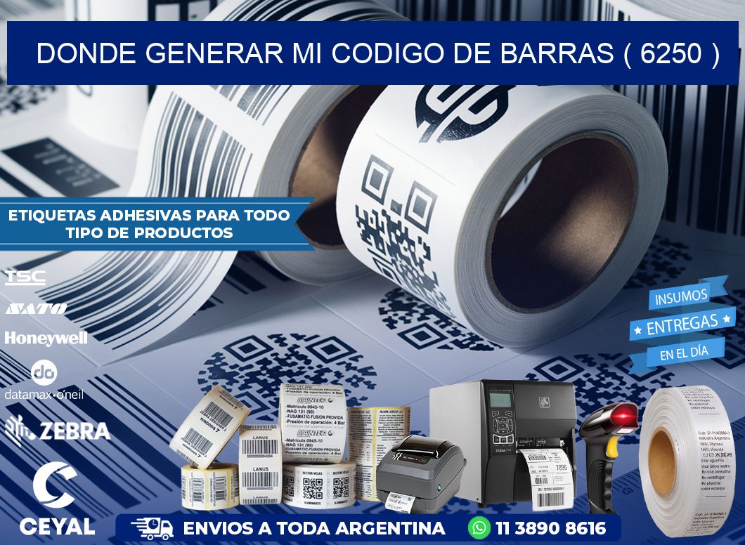 DONDE GENERAR MI CODIGO DE BARRAS ( 6250 )