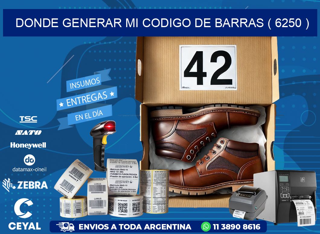 DONDE GENERAR MI CODIGO DE BARRAS ( 6250 )