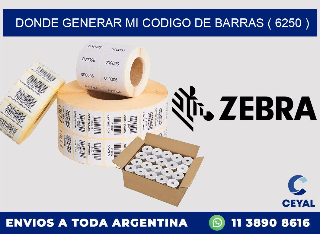 DONDE GENERAR MI CODIGO DE BARRAS ( 6250 )