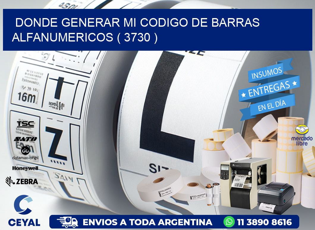 DONDE GENERAR MI CODIGO DE BARRAS ALFANUMERICOS ( 3730 )