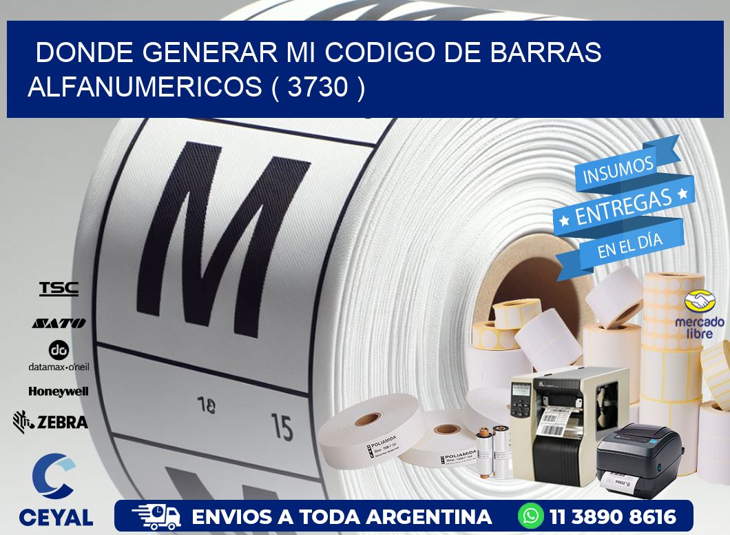 DONDE GENERAR MI CODIGO DE BARRAS ALFANUMERICOS ( 3730 )