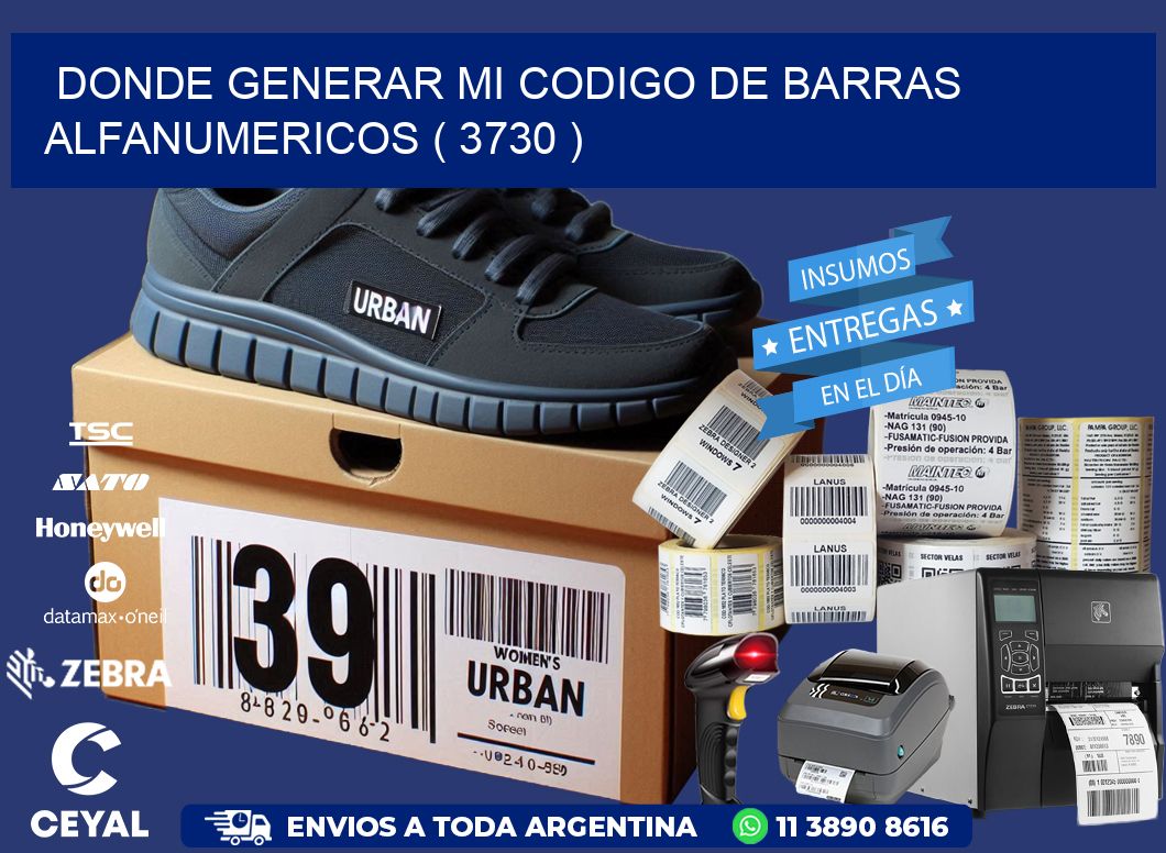 DONDE GENERAR MI CODIGO DE BARRAS ALFANUMERICOS ( 3730 )