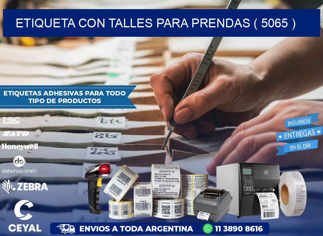 ETIQUETA CON TALLES PARA PRENDAS ( 5065 )