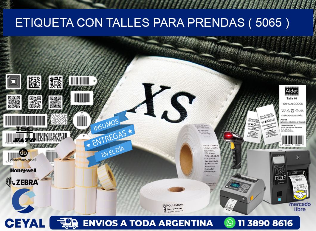 ETIQUETA CON TALLES PARA PRENDAS ( 5065 )