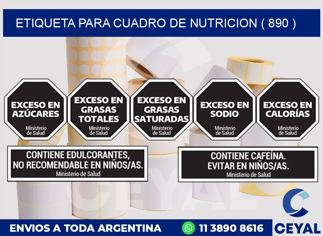 ETIQUETA PARA CUADRO DE NUTRICION ( 890 )
