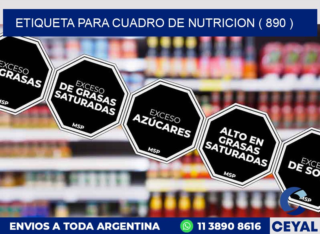 ETIQUETA PARA CUADRO DE NUTRICION ( 890 )