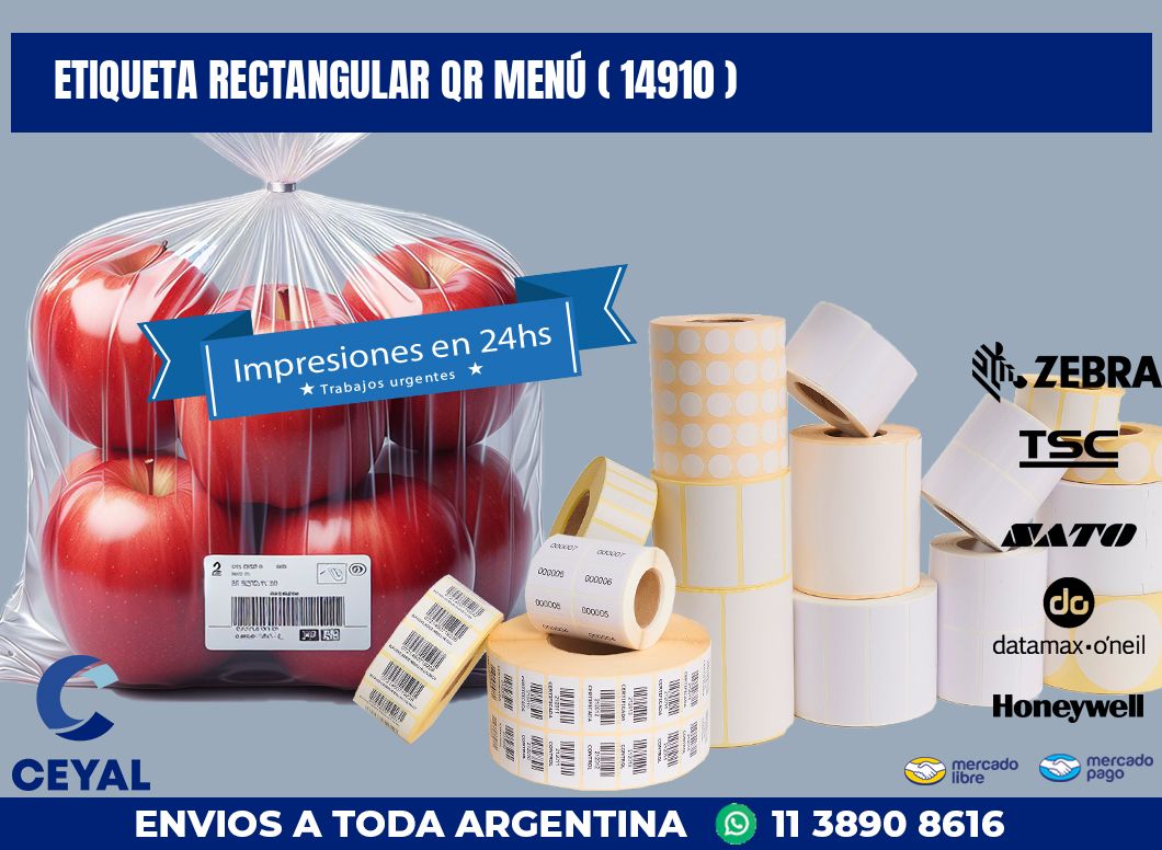ETIQUETA RECTANGULAR QR MENÚ ( 14910 )