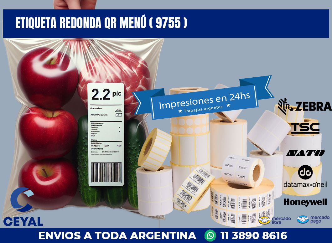 ETIQUETA REDONDA QR MENÚ ( 9755 )
