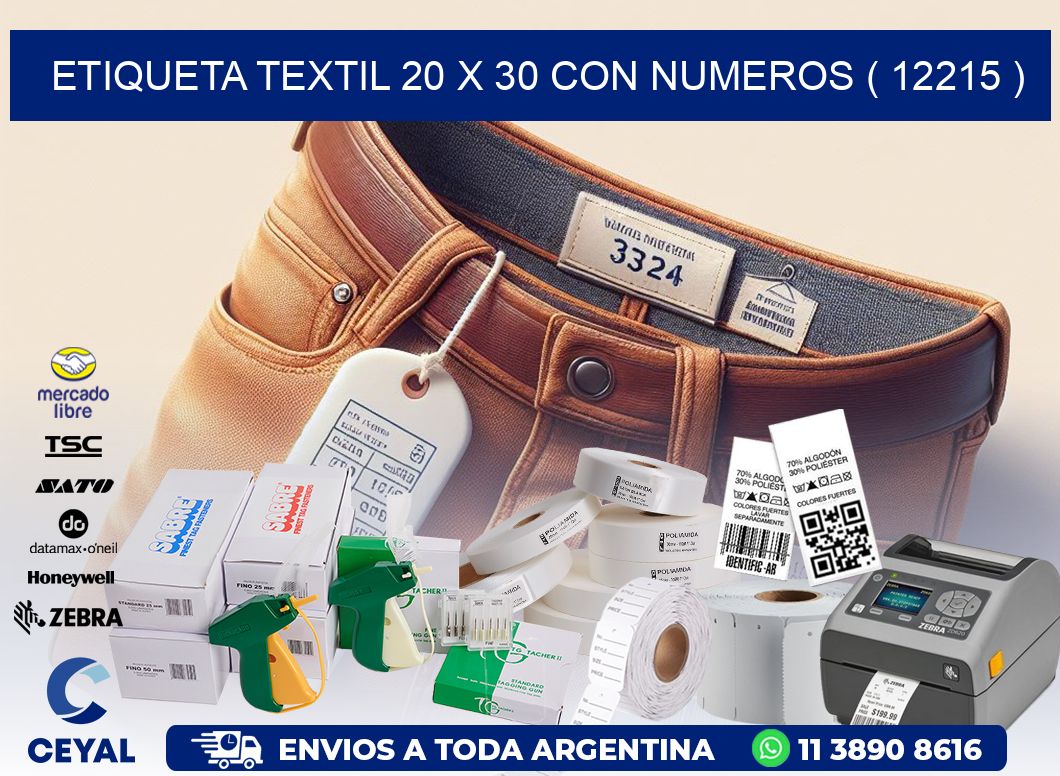ETIQUETA TEXTIL 20 X 30 CON NUMEROS ( 12215 )