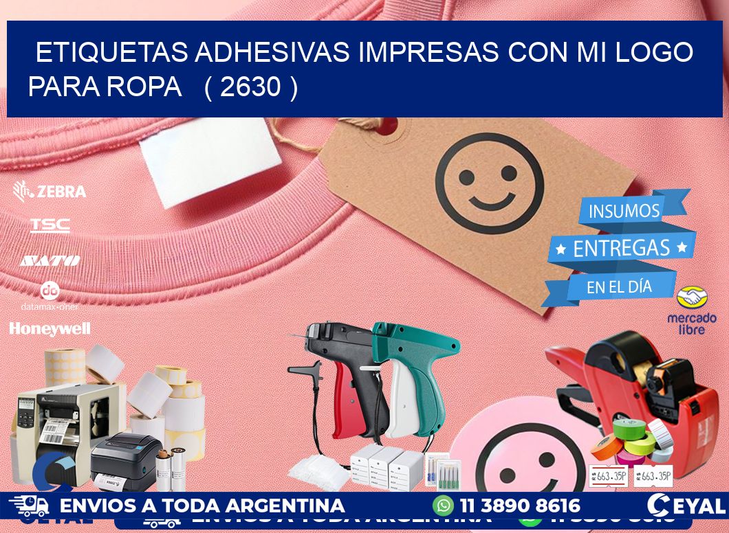 ETIQUETAS ADHESIVAS IMPRESAS CON MI LOGO PARA ROPA ( 2630 )