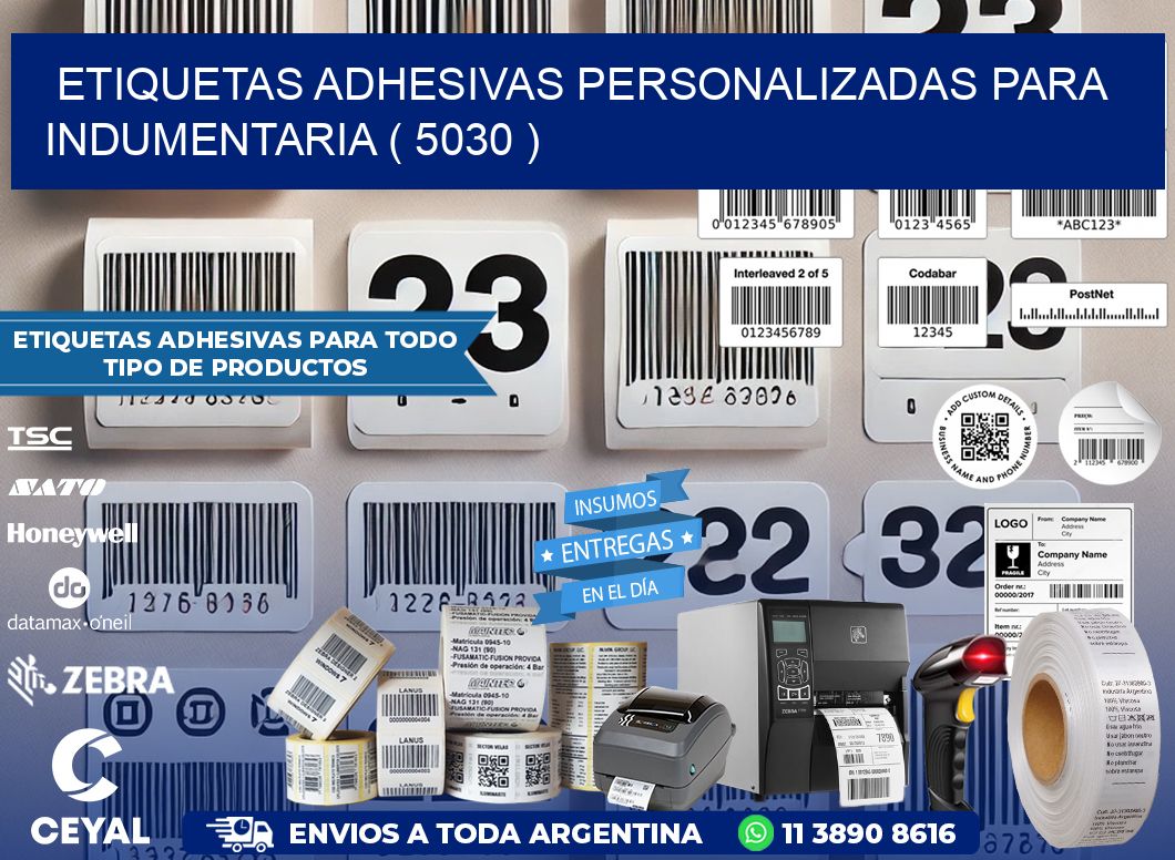 ETIQUETAS ADHESIVAS PERSONALIZADAS PARA INDUMENTARIA ( 5030 )