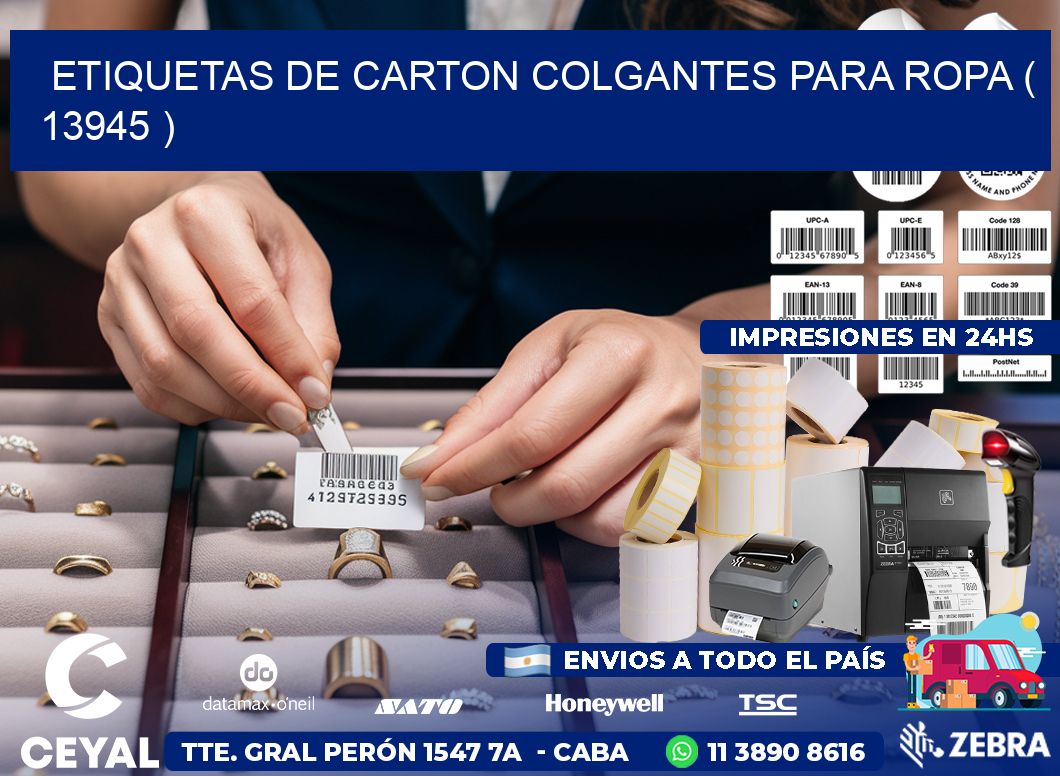 ETIQUETAS DE CARTON COLGANTES PARA ROPA ( 13945 )