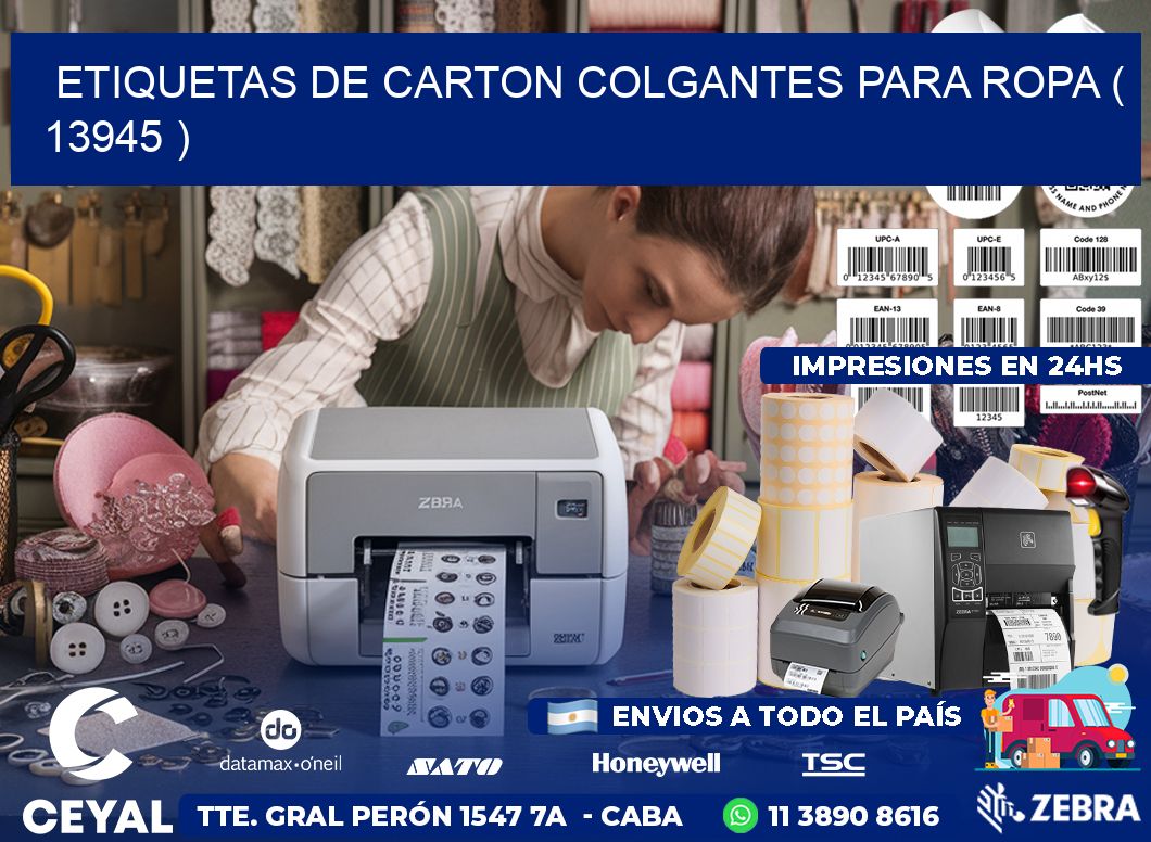 ETIQUETAS DE CARTON COLGANTES PARA ROPA ( 13945 )