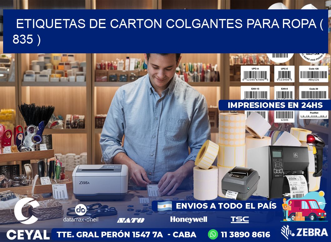 ETIQUETAS DE CARTON COLGANTES PARA ROPA ( 835 )