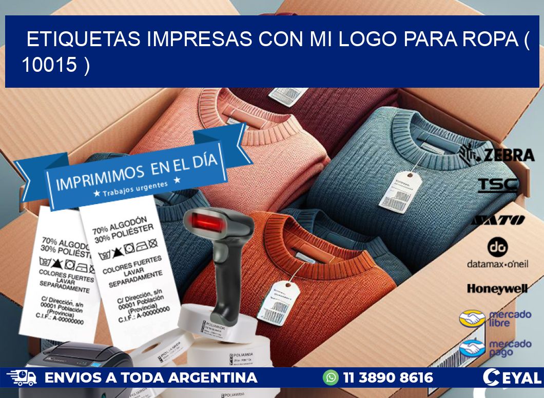 ETIQUETAS IMPRESAS CON MI LOGO PARA ROPA ( 10015 )