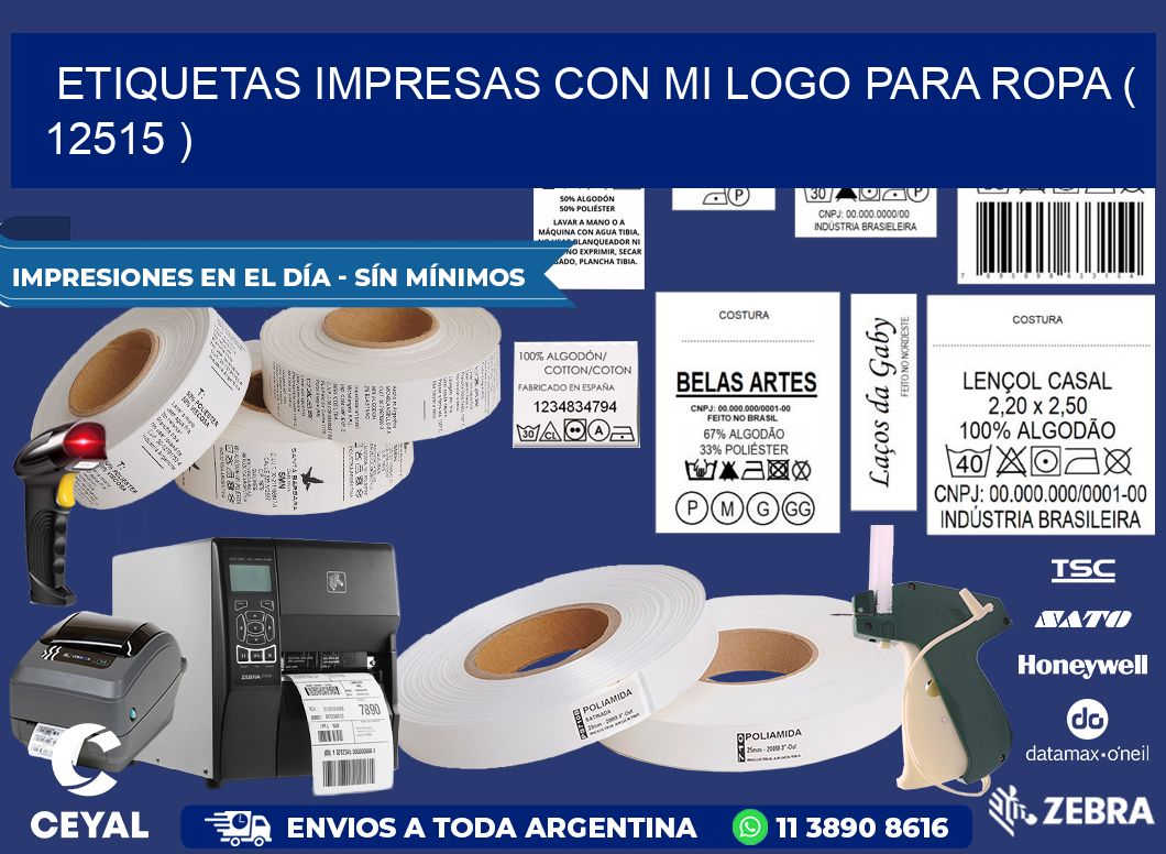 ETIQUETAS IMPRESAS CON MI LOGO PARA ROPA ( 12515 )