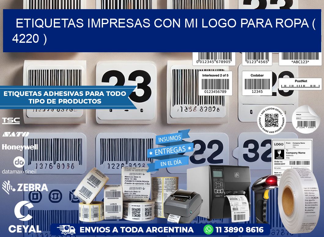 ETIQUETAS IMPRESAS CON MI LOGO PARA ROPA ( 4220 )