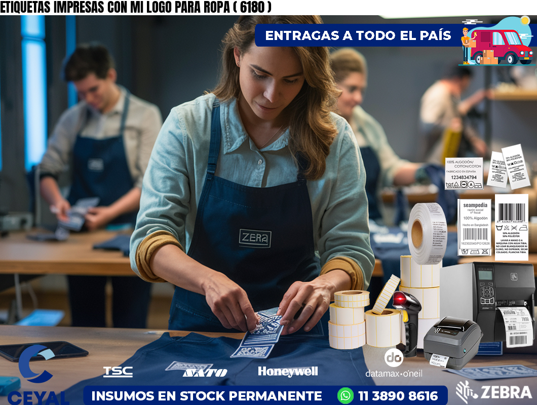 ETIQUETAS IMPRESAS CON MI LOGO PARA ROPA ( 6180 )
