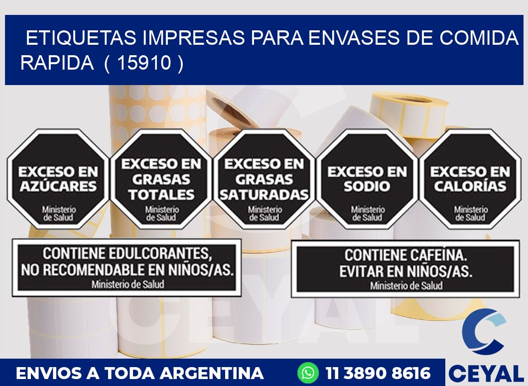 ETIQUETAS IMPRESAS PARA ENVASES DE COMIDA RAPIDA  ( 15910 )