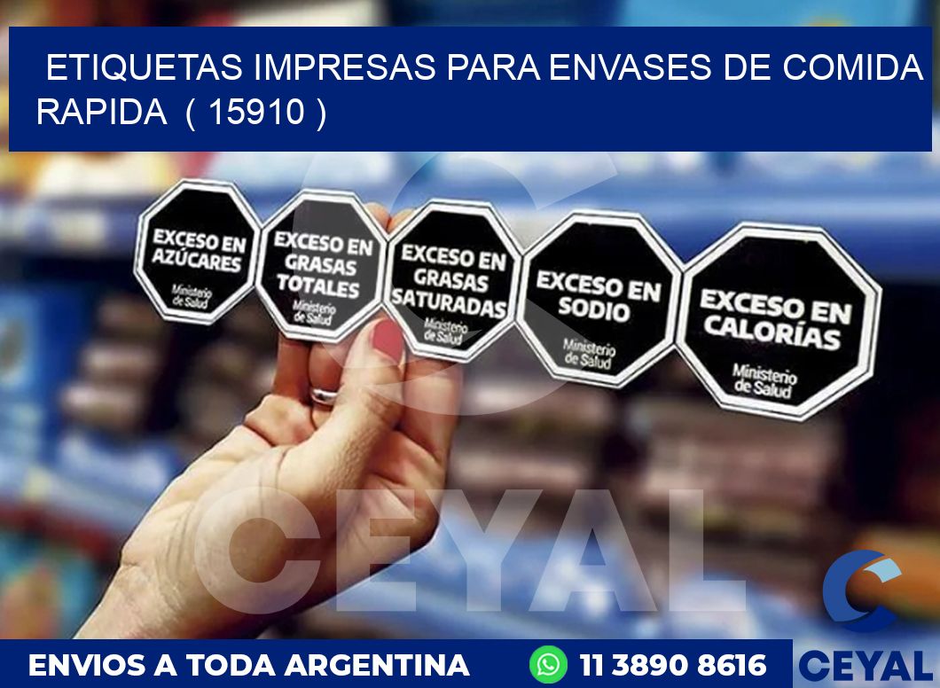 ETIQUETAS IMPRESAS PARA ENVASES DE COMIDA RAPIDA  ( 15910 )