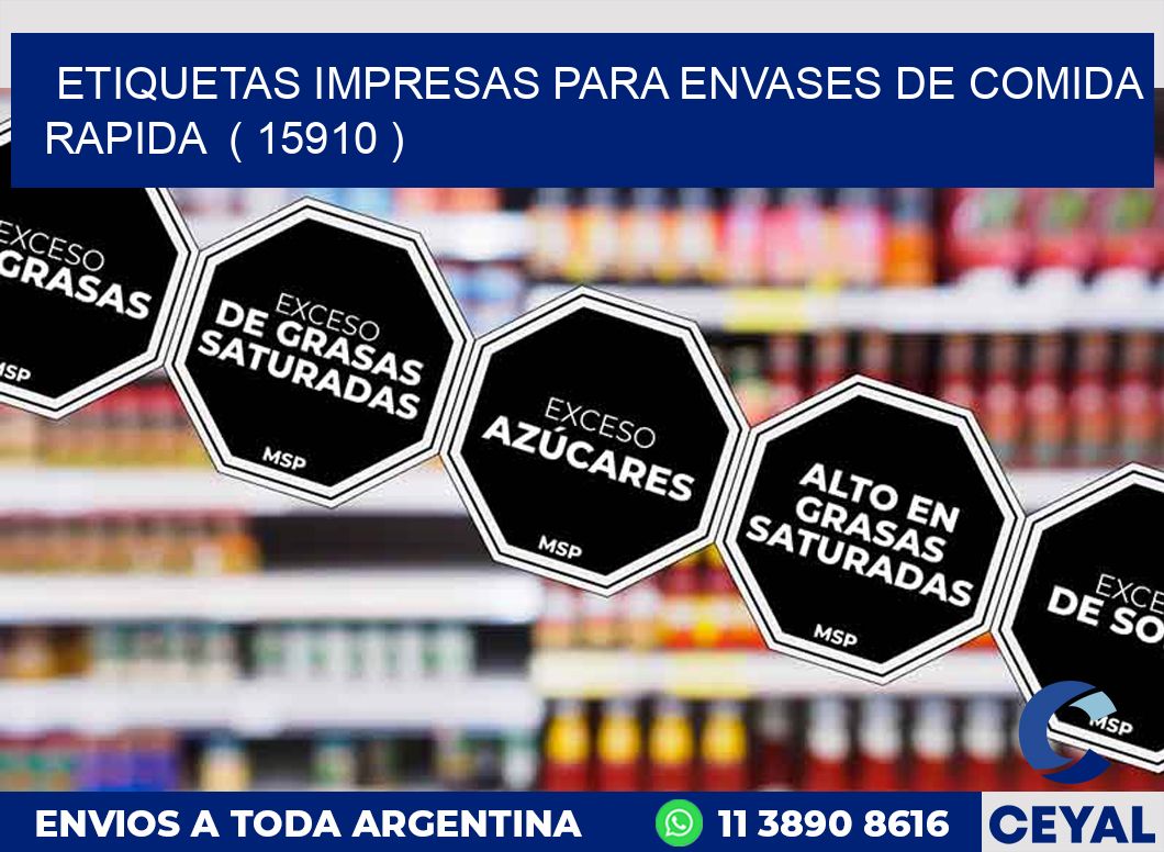 ETIQUETAS IMPRESAS PARA ENVASES DE COMIDA RAPIDA  ( 15910 )