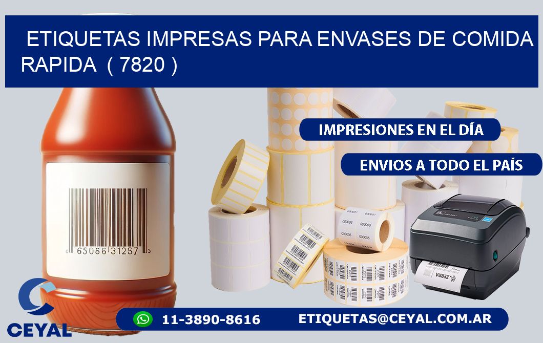 ETIQUETAS IMPRESAS PARA ENVASES DE COMIDA RAPIDA ( 7820 )
