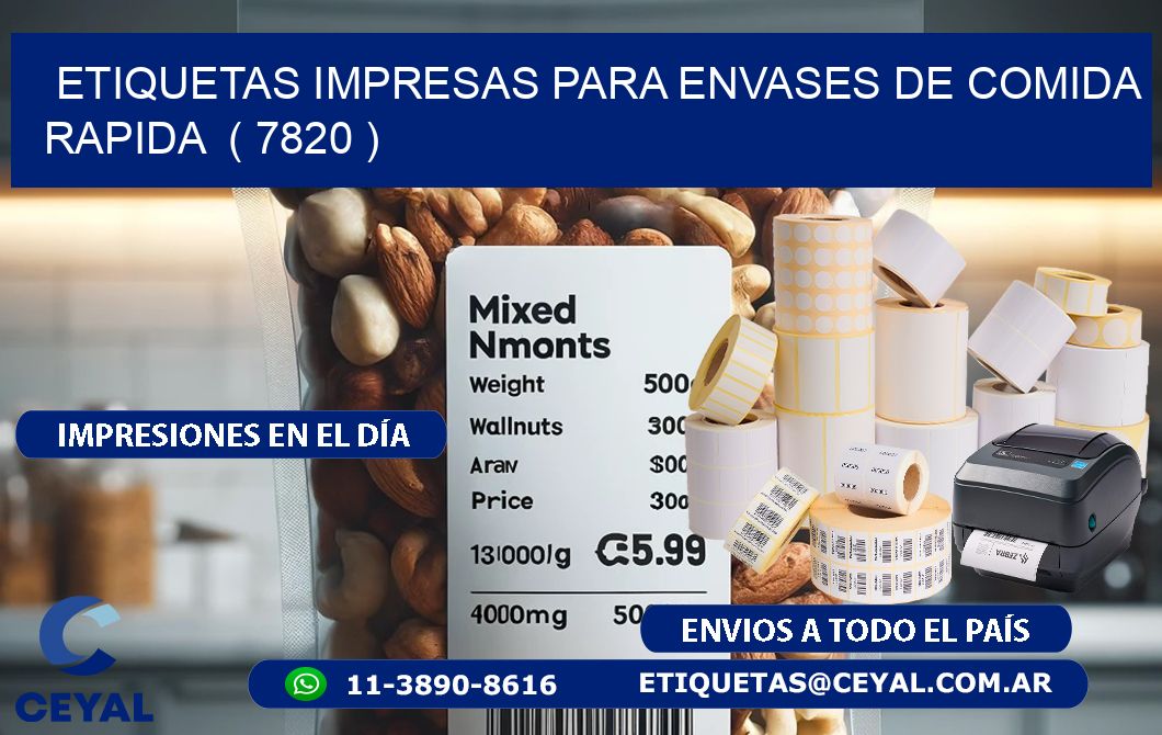 ETIQUETAS IMPRESAS PARA ENVASES DE COMIDA RAPIDA ( 7820 )