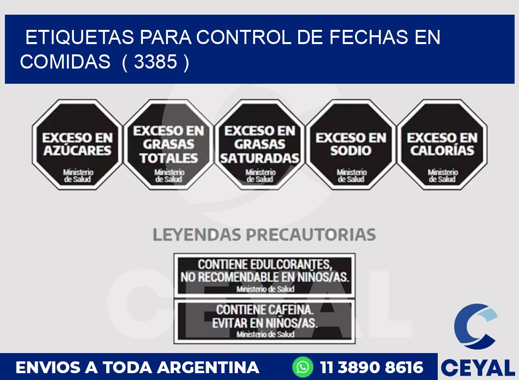ETIQUETAS PARA CONTROL DE FECHAS EN COMIDAS  ( 3385 )