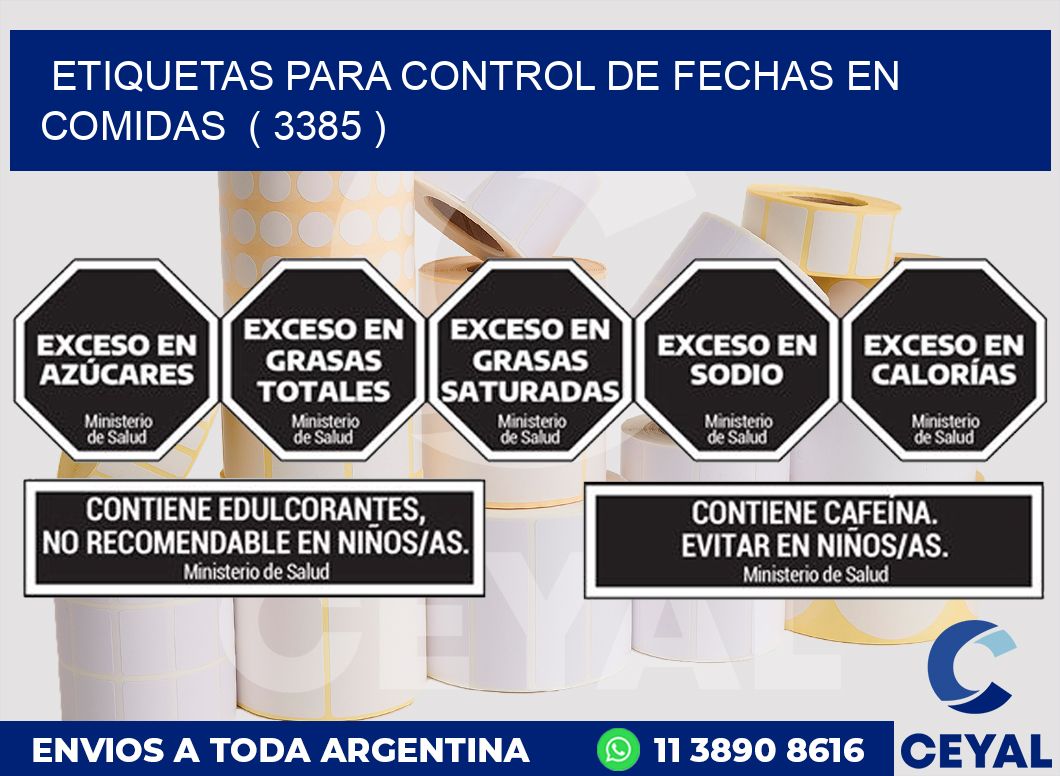 ETIQUETAS PARA CONTROL DE FECHAS EN COMIDAS  ( 3385 )