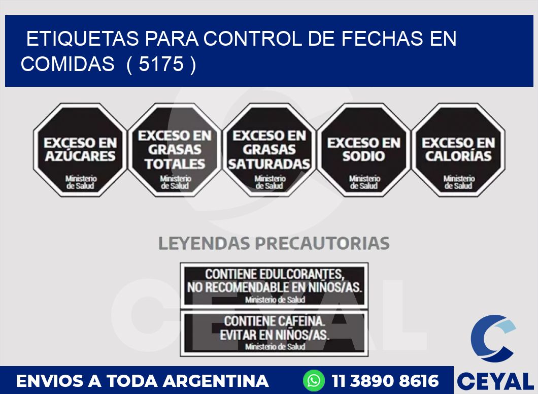 ETIQUETAS PARA CONTROL DE FECHAS EN COMIDAS  ( 5175 )