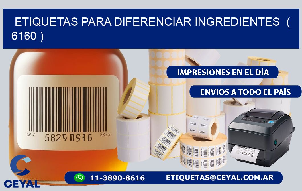 ETIQUETAS PARA DIFERENCIAR INGREDIENTES  ( 6160 )