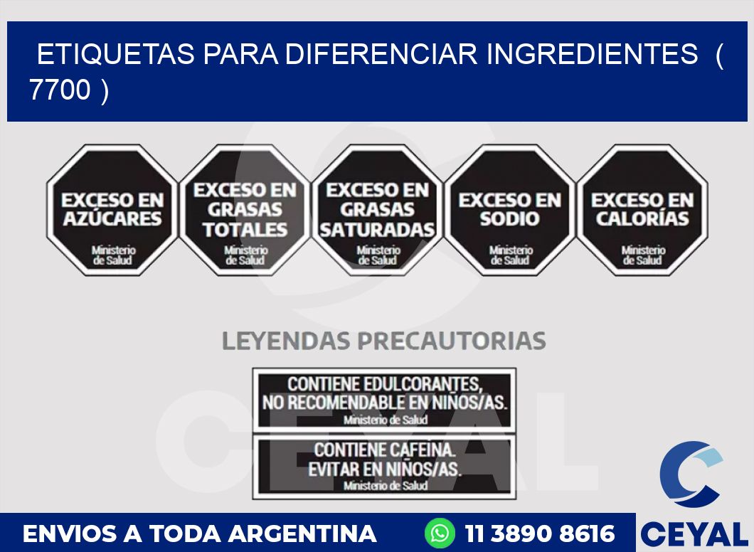 ETIQUETAS PARA DIFERENCIAR INGREDIENTES  ( 7700 )