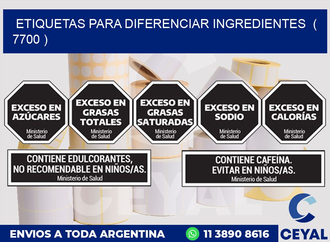 ETIQUETAS PARA DIFERENCIAR INGREDIENTES ( 7700 )