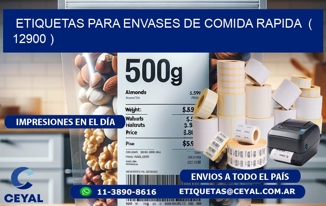 ETIQUETAS PARA ENVASES DE COMIDA RAPIDA  ( 12900 )