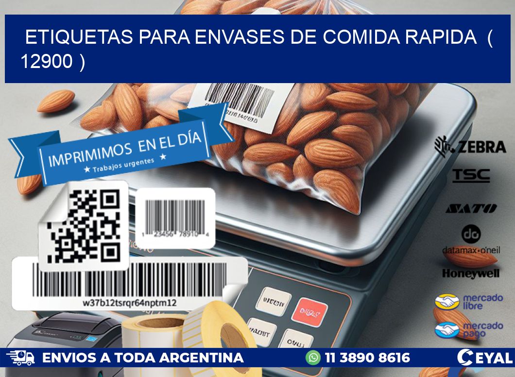 ETIQUETAS PARA ENVASES DE COMIDA RAPIDA ( 12900 )