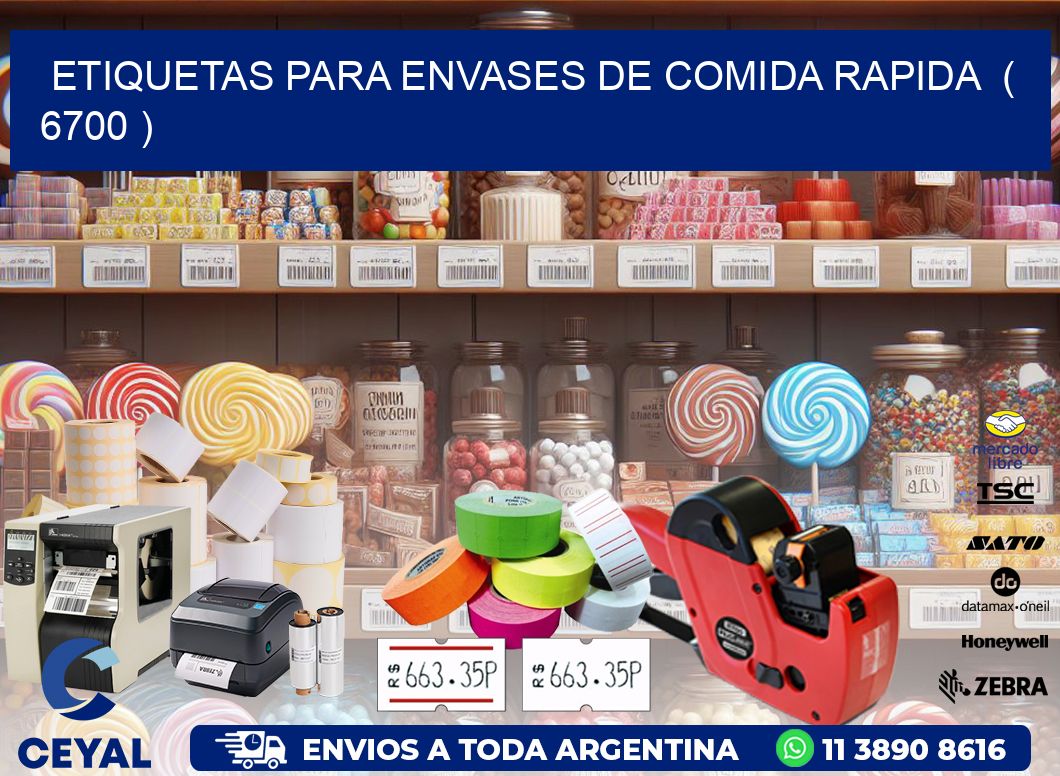 ETIQUETAS PARA ENVASES DE COMIDA RAPIDA  ( 6700 )