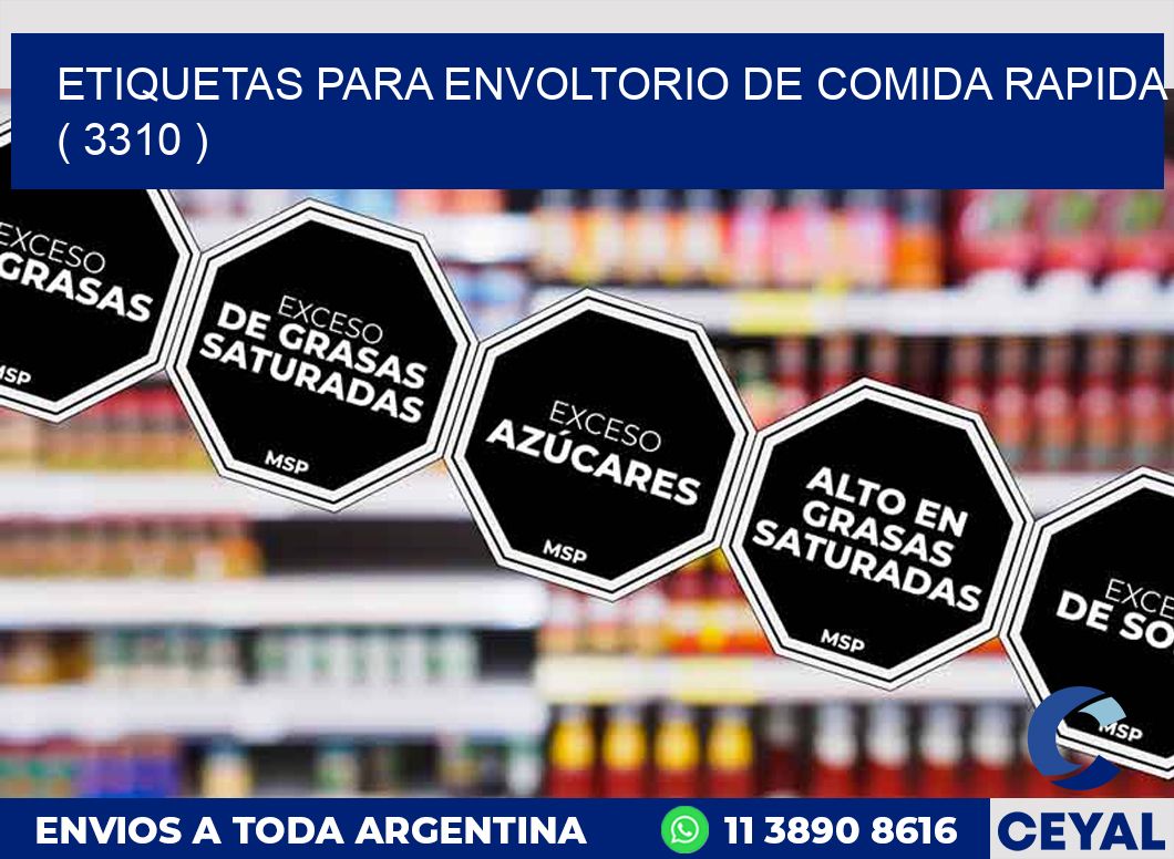 ETIQUETAS PARA ENVOLTORIO DE COMIDA RAPIDA  ( 3310 )