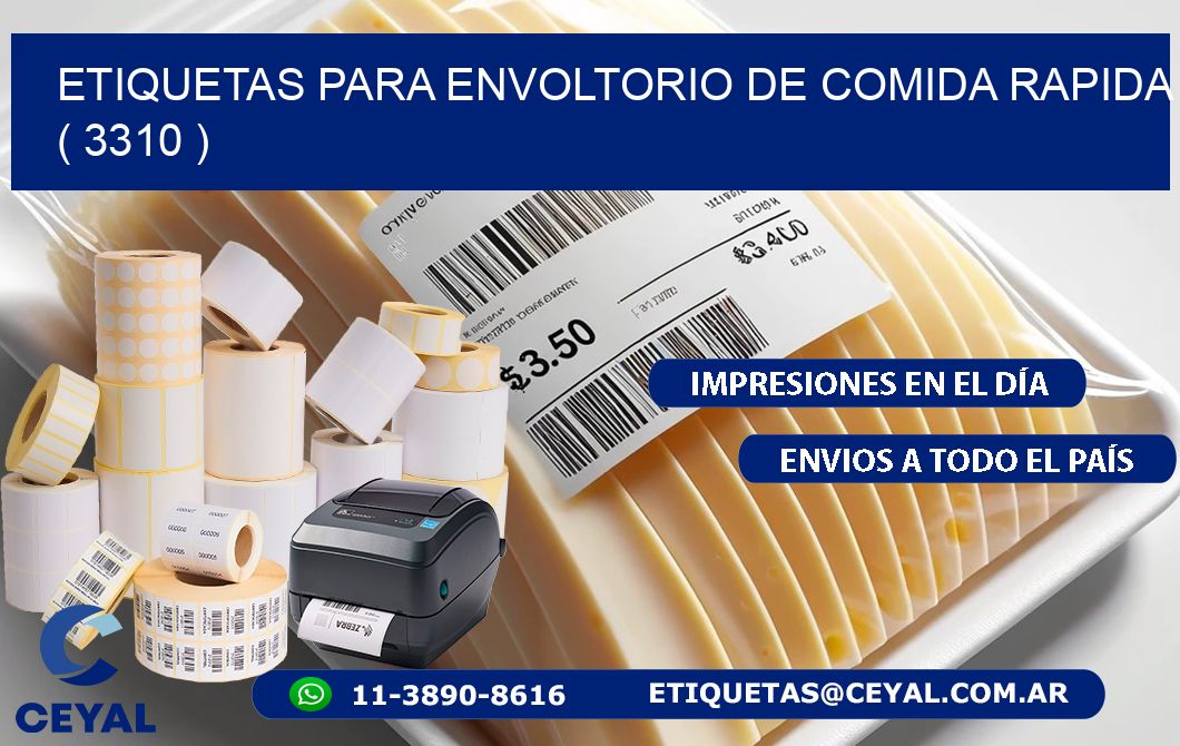 ETIQUETAS PARA ENVOLTORIO DE COMIDA RAPIDA  ( 3310 )