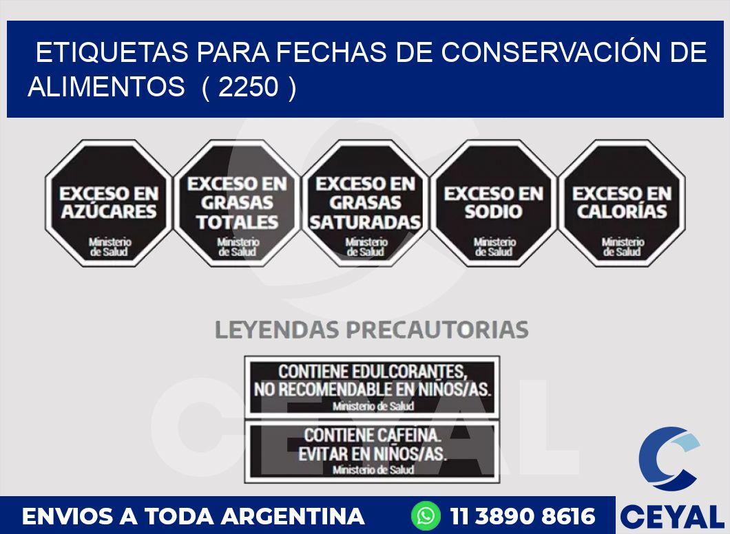 ETIQUETAS PARA FECHAS DE CONSERVACIÓN DE ALIMENTOS  ( 2250 )