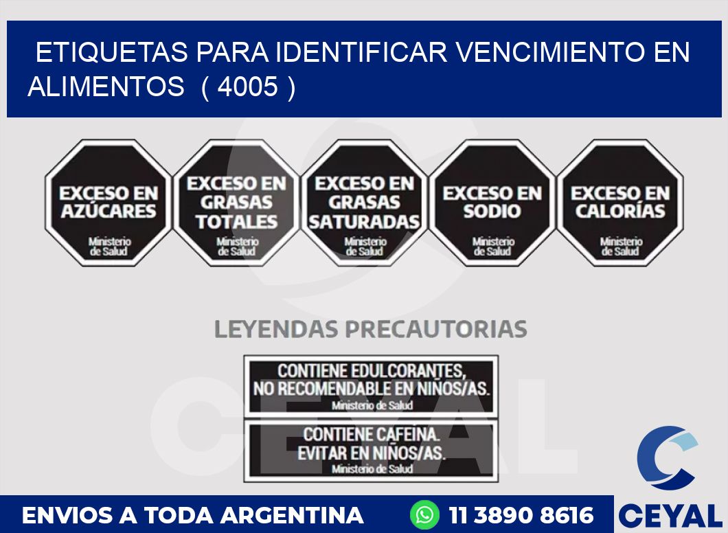 ETIQUETAS PARA IDENTIFICAR VENCIMIENTO EN ALIMENTOS  ( 4005 )