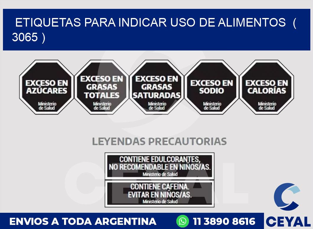 ETIQUETAS PARA INDICAR USO DE ALIMENTOS  ( 3065 )