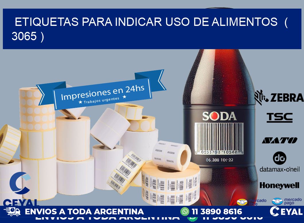 ETIQUETAS PARA INDICAR USO DE ALIMENTOS  ( 3065 )