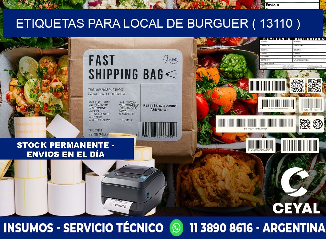 ETIQUETAS PARA LOCAL DE BURGUER ( 13110 )
