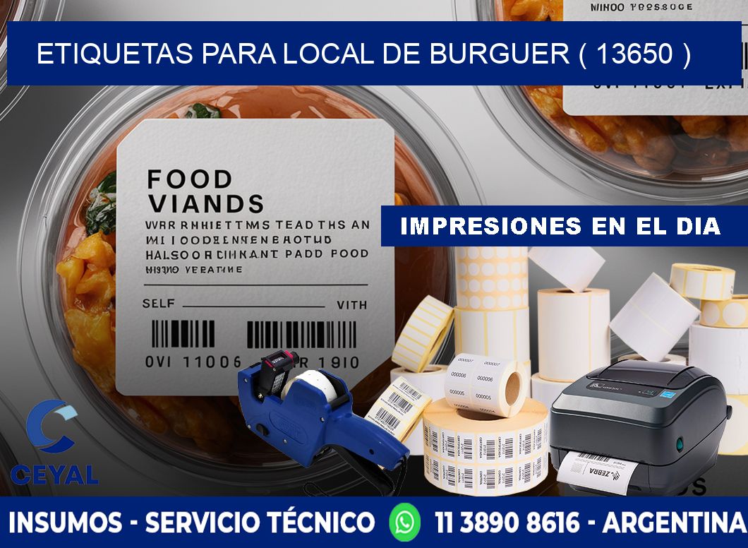 ETIQUETAS PARA LOCAL DE BURGUER ( 13650 )