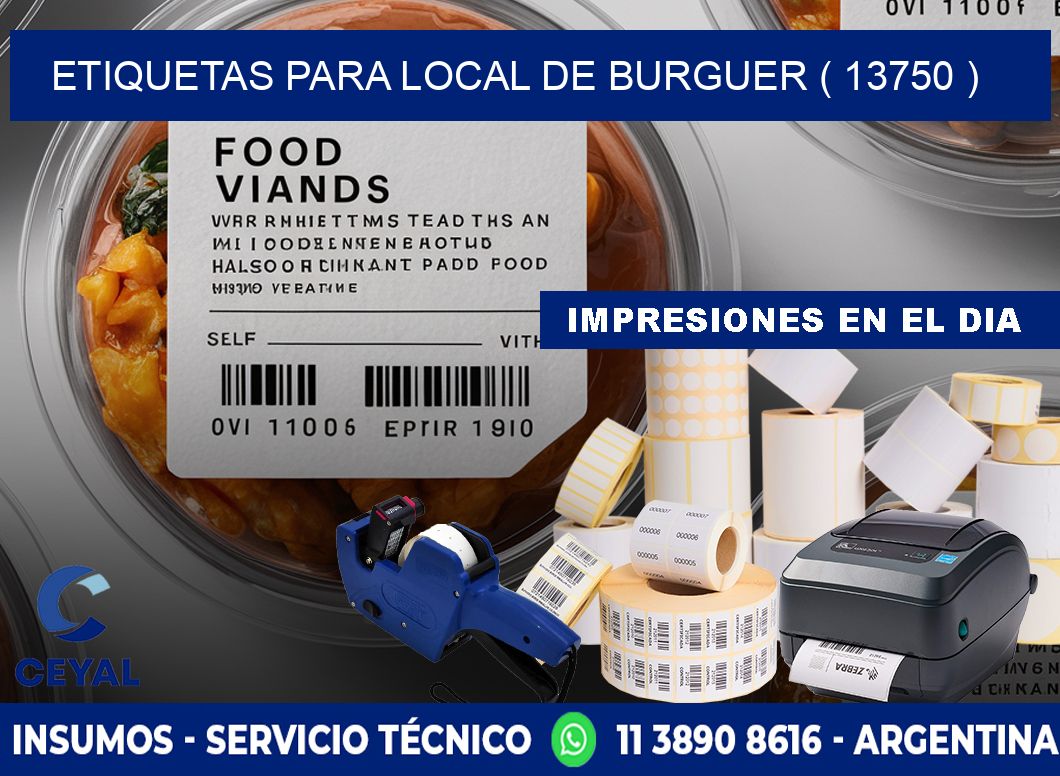 ETIQUETAS PARA LOCAL DE BURGUER ( 13750 )