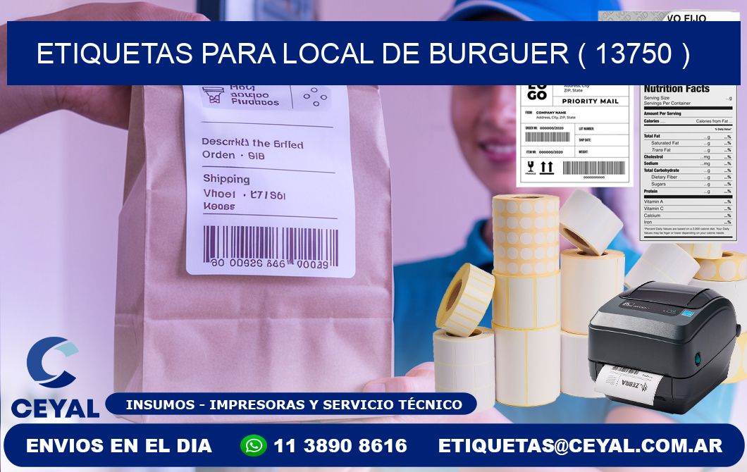 ETIQUETAS PARA LOCAL DE BURGUER ( 13750 )
