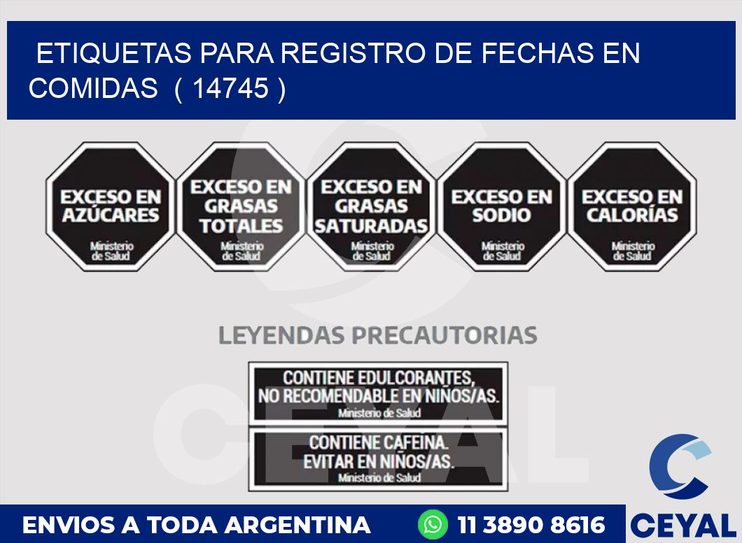 ETIQUETAS PARA REGISTRO DE FECHAS EN COMIDAS ( 14745 )