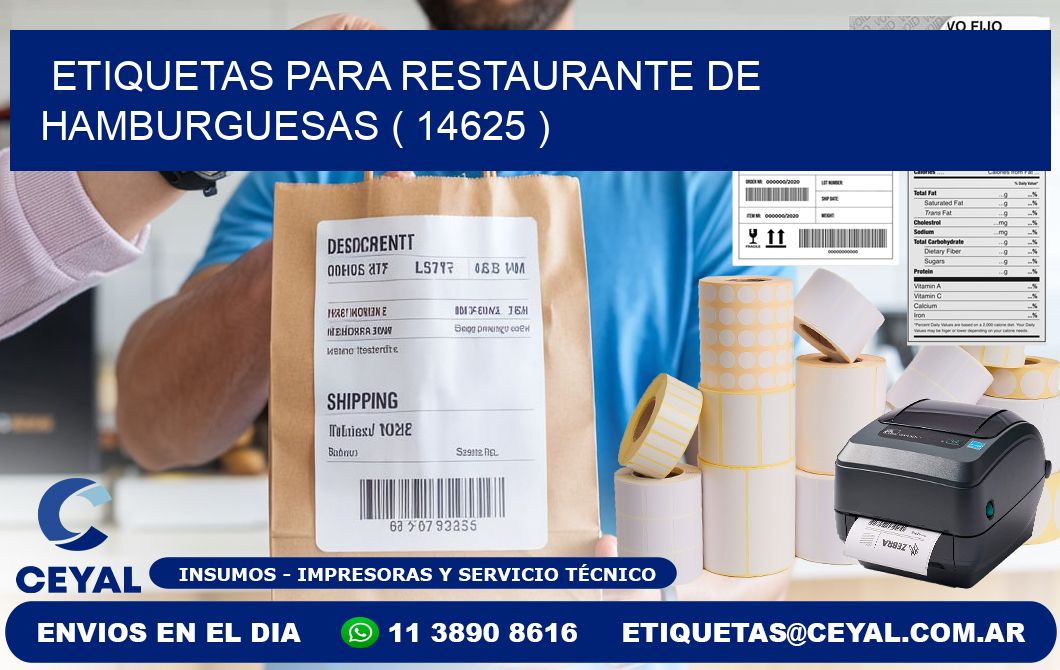 ETIQUETAS PARA RESTAURANTE DE HAMBURGUESAS ( 14625 )